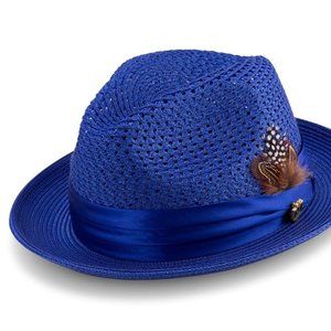 Montique ROYAL Color Pinch Braided Fedora With Matching Satin Ribbon. H34